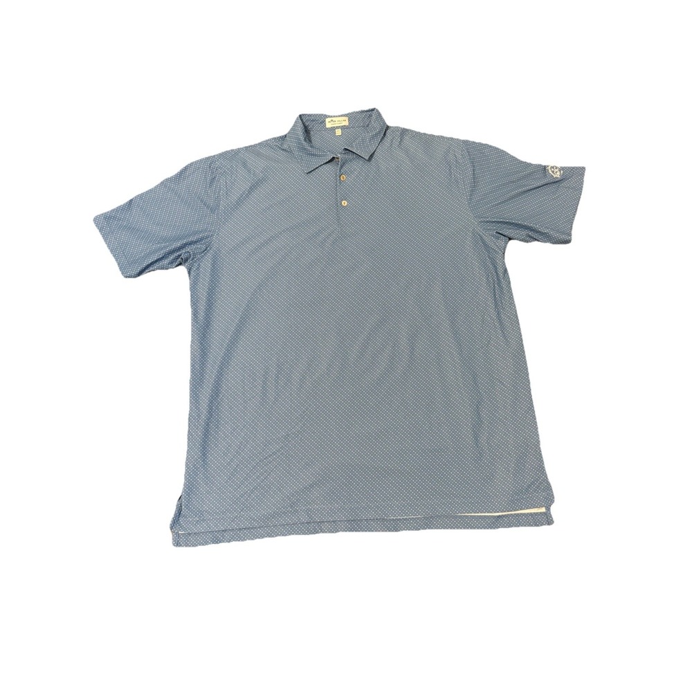 Peter Millar Golf Polo Shirt Mens 2XL Blue Geometric Print Summer‎ Comfort